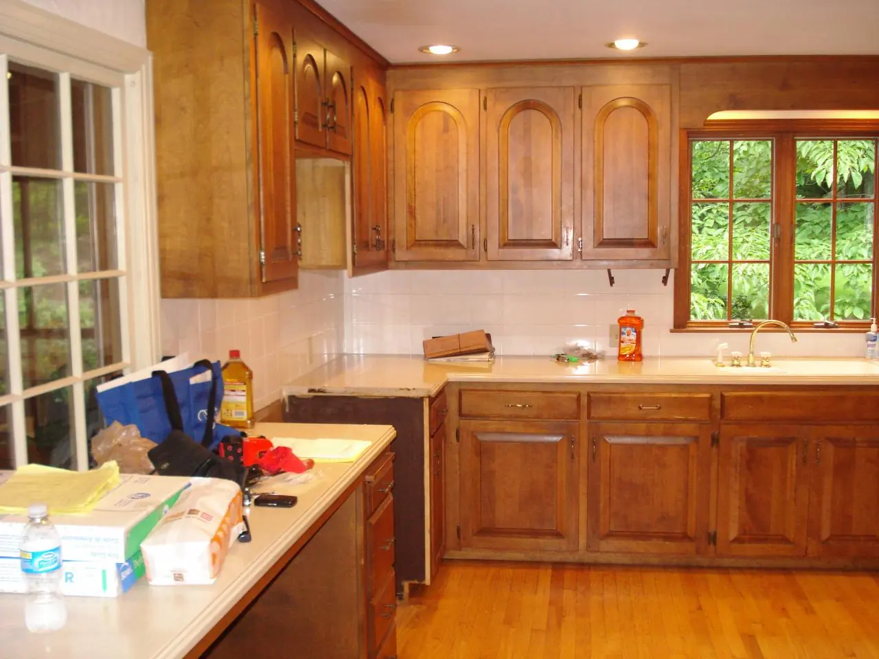 Kitchen cabinets before refinishing